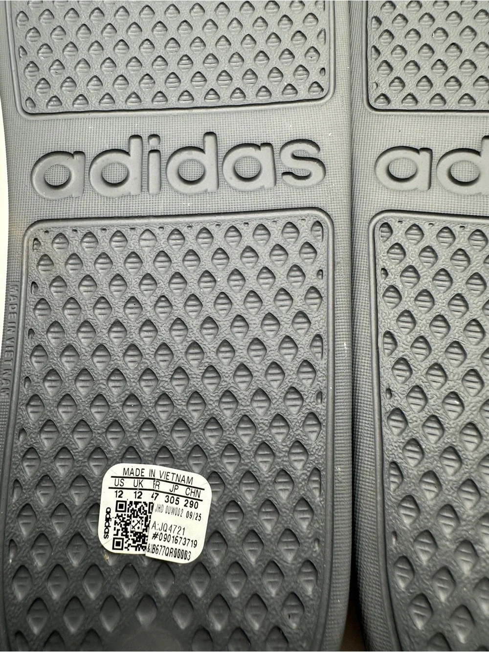 Adidas Dark Grey Adilette Aqua men’s slides size 12